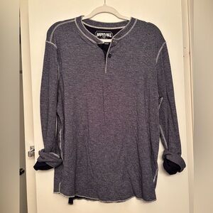 American Eagle Outfitters Men's Blue Henley Shirt